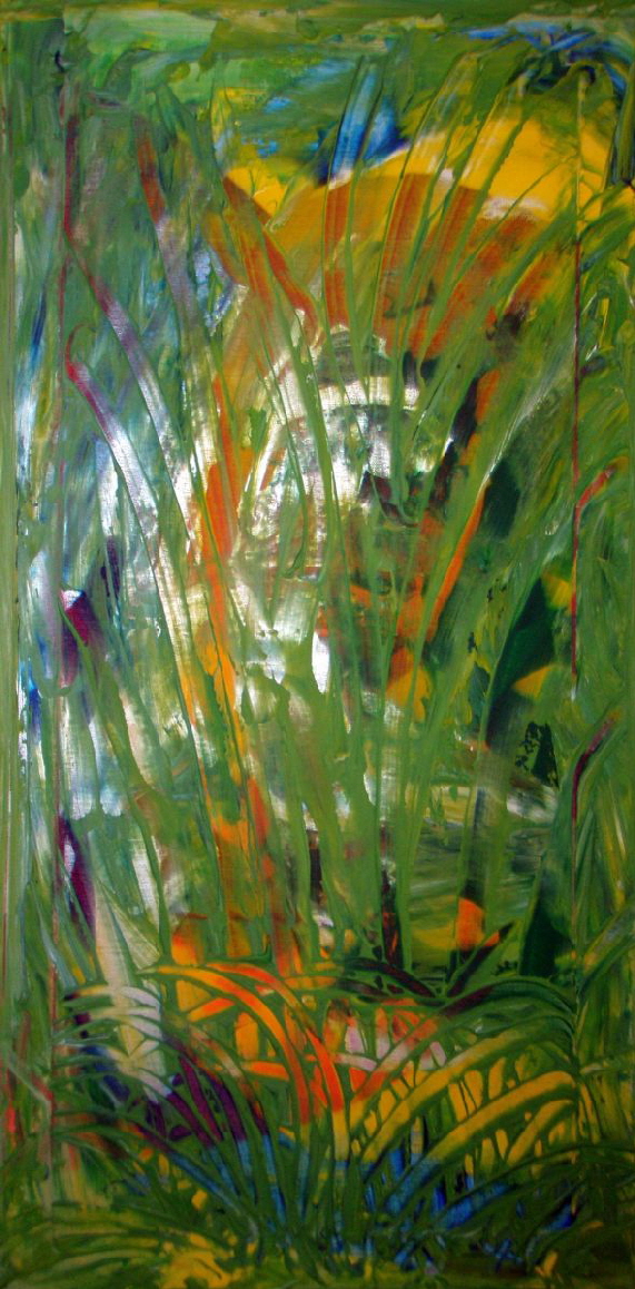 H.H.Freudsmich - RAIN>FOREST - 29 - green afternoon - Acryl auf Lwd - 2025 - 80 x 40 cm