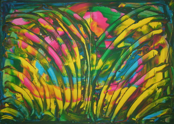 H.H.Freudsmich - RAIN>FOREST - 45 - afternoon - Acryl auf Lwd - 2025 - 70 x 50 cm