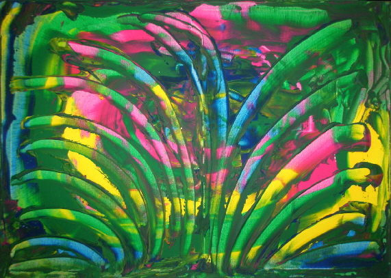 H.H.Freudsmich - RAIN>FOREST - 46 - afternoon - Acryl auf Lwd - 2025 - 55 x 75 cm