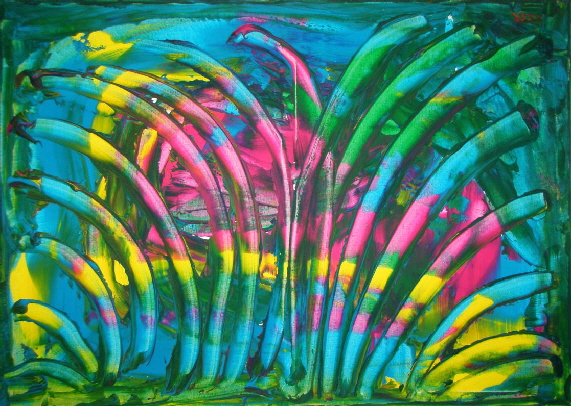 H.H.Freudsmich - RAIN>FOREST - 47 - afternoon - Acryl auf Lwd - 2025 - 55 x 75 cm