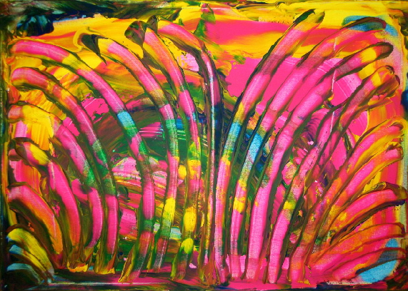 H.H.Freudsmich - RAIN>FOREST - 60 - afternoon - Acryl auf Lwd - 2025 - 55 x 75 cm